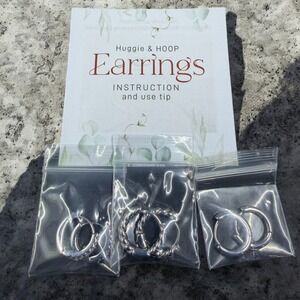 Alexcraft Silver Huggie Hoop Earrings Set 3 Pairs Minimalist Everyday Jewelry